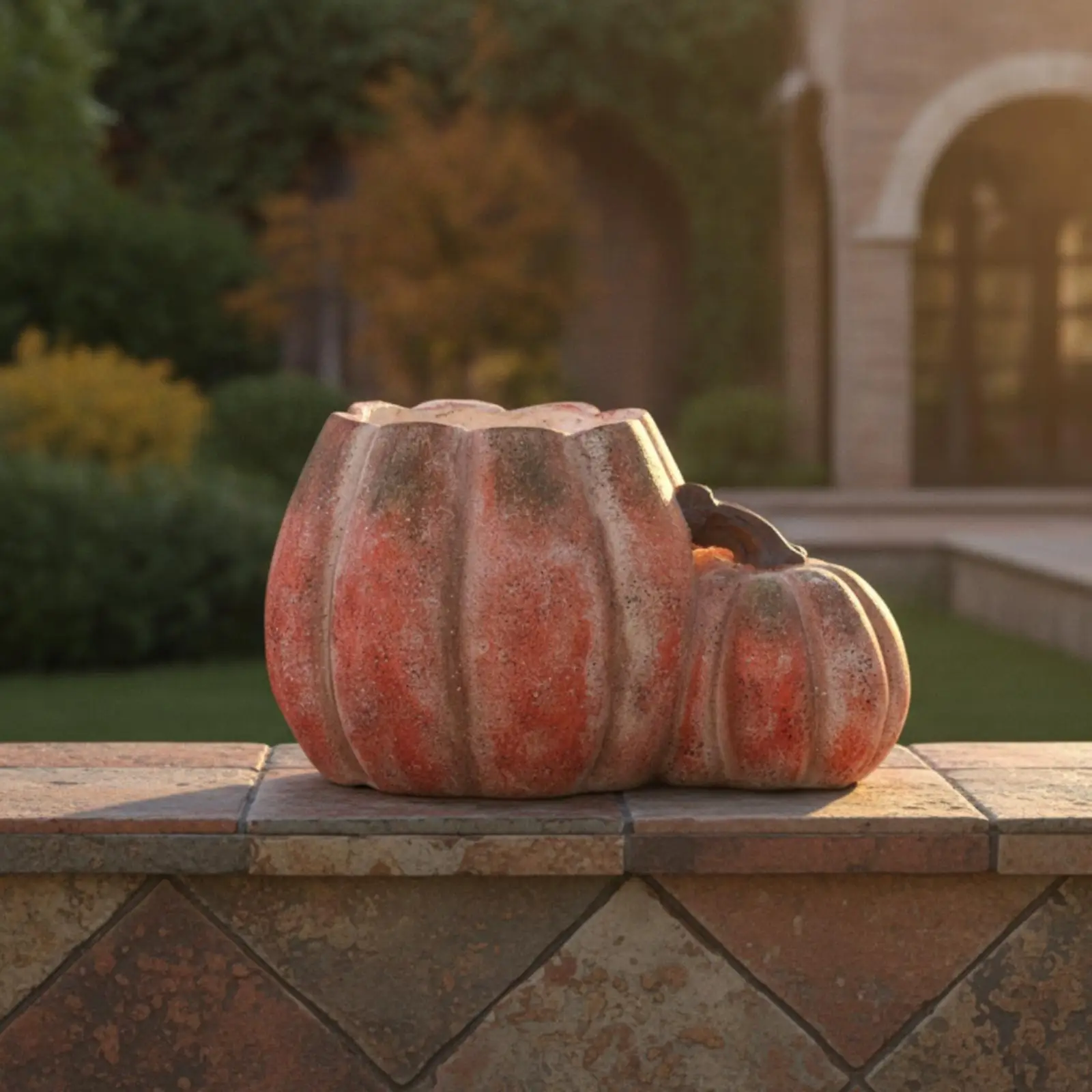 Pumpkin Planter Festive Pumpkin-Shaped Plant Pot Halloween Planter with Embellishment for Gardeners, Garden, Patio, Balcony