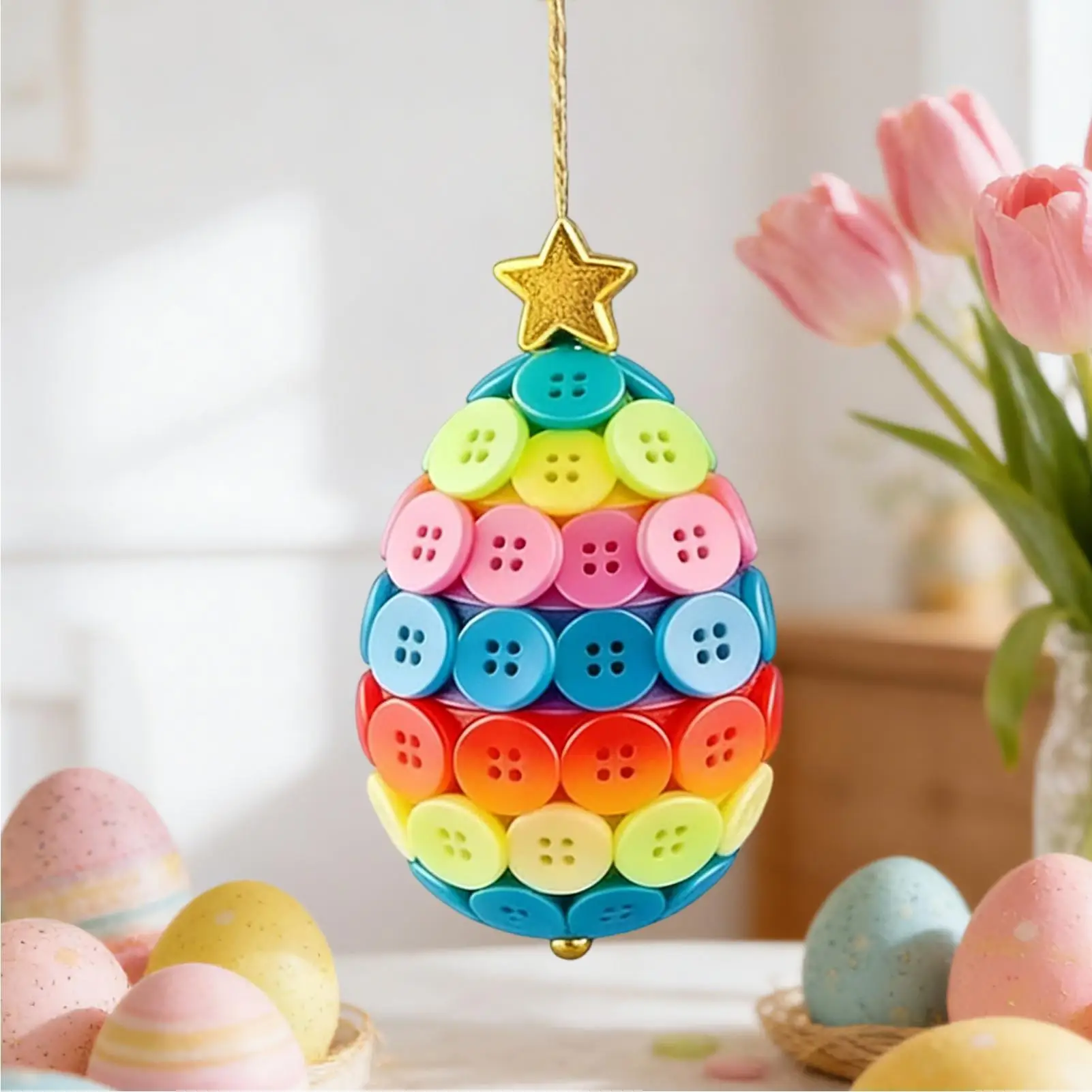 Kits d'ornements de boutons, lapin de pâques, décoration de maison amusante, ensemble d'artisanat familial pour adultes et enfants, mur de salon et de chambre à coucher