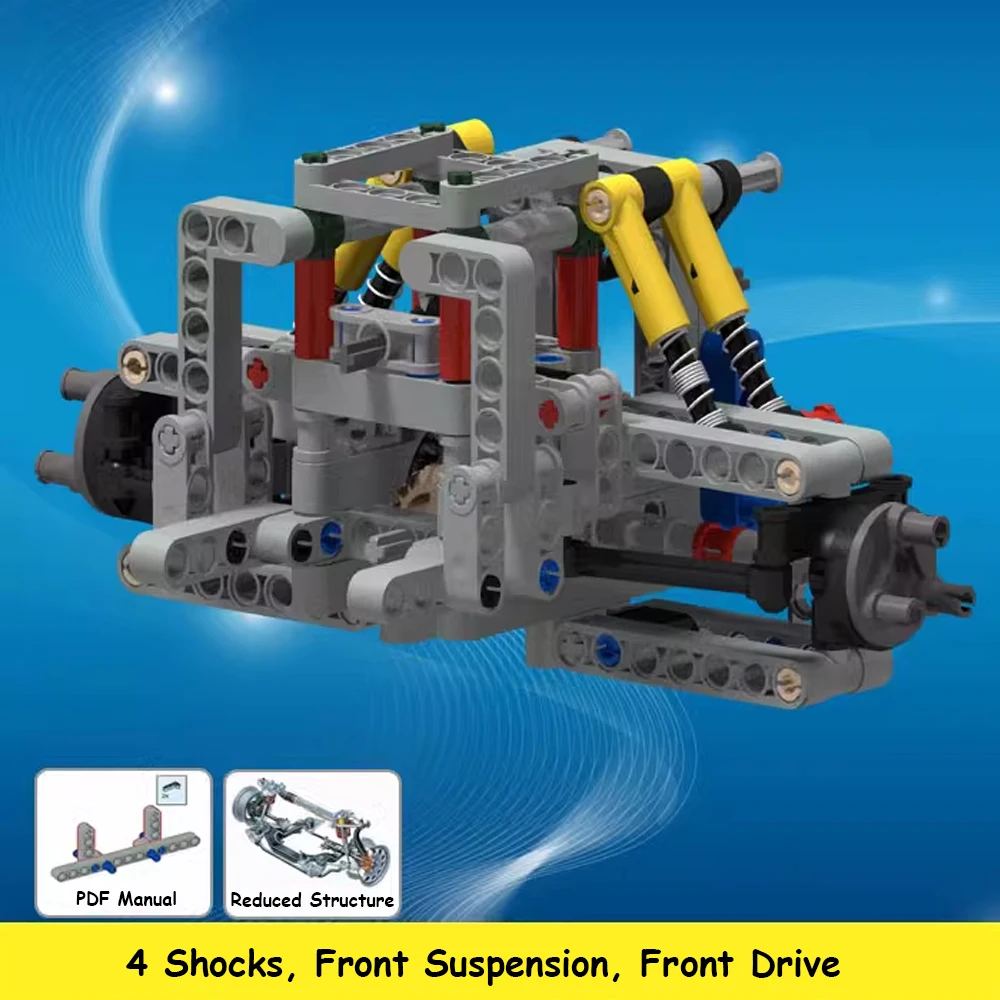 Technical Parts Building Blocks Car Chassis Kit 4WD 4 Wheel Drive Vehicles MOC Shock Steering Drive Front/Rear Suspension System