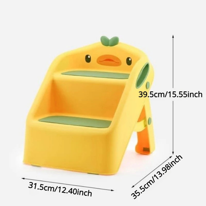 2 Step Stool for Kids Toddler Kids Step Stool for Bathroom Sink Yellow Children\'s Footstool Baby Hand Washing Ladder Easy Move