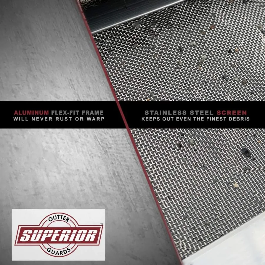NEW Raised Stainless-Steel Screen Technology Gutter Cover, DIY Constructed. Fits any Traditional 5-inch Gutter - 48FT Kit