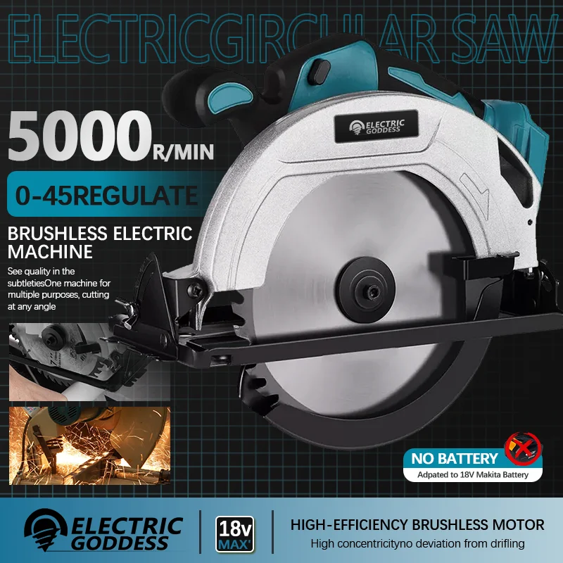 Electric Goddess 5/7-inch Household Brushless Electric Circular Saw For Makita 18V Battery משור עצים חשמלי נטען מסור חשמלי