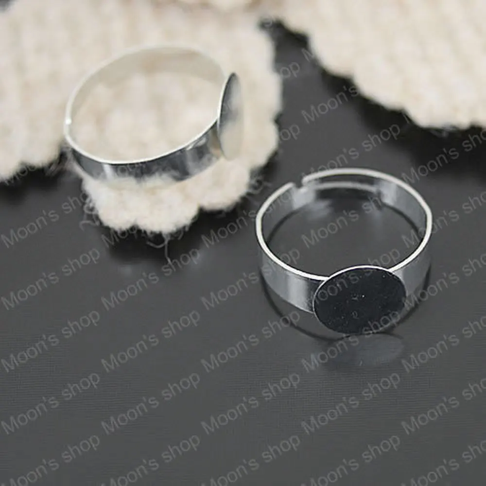 

(JM3180)Wholesale 18mm Imitation Rhodium Iron Ring with 10mm Settings DIY Jewelry Findings Accessories 50 pieces