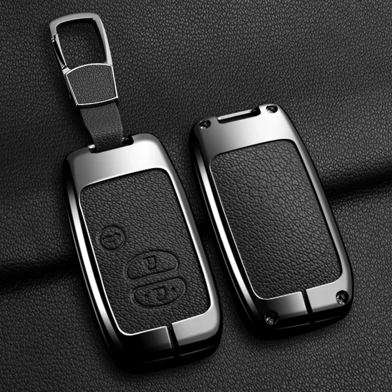 Auto-Schlüsselhülle aus Zinklegierung und Leder mit Kette für Toyota Prius 30 Alpha Aqua Land Cruiser Auris für Lexus LC 200 Schlüsseltasche – Detail 7