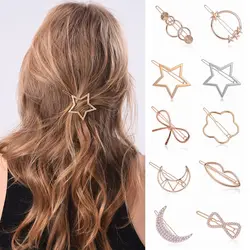 Bobby Pins Barrettes Ponytail Hairpins Knot Hair Clip Geometric Hairpins Metal Hairclips Star Heart Hair Pins