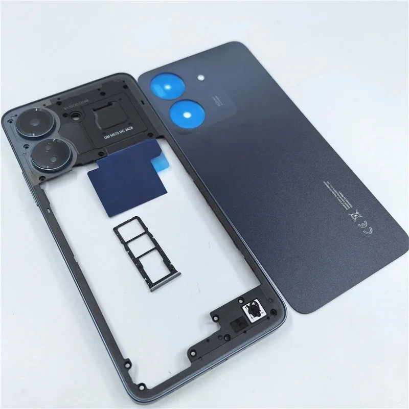 

For Redmi 13C 4G Middle Frame+Battery Back Cover Rear Door + Sim Card Tray +Camera Lens
