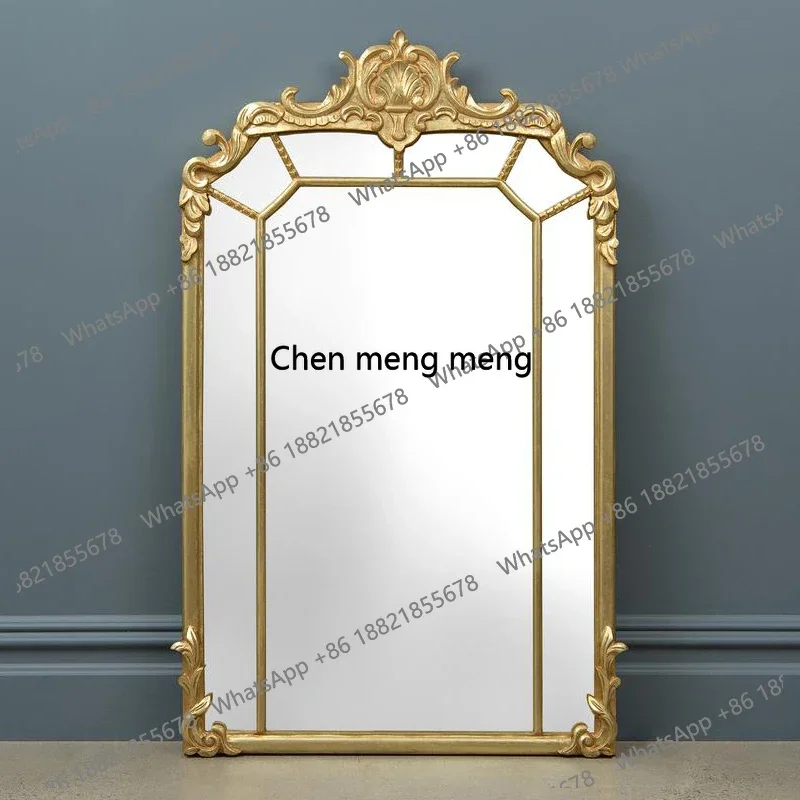 Custom Retro Makeup Mirror Crown Mirror Bedroom Dressing Table Standing Carved Mirror Wall-Mounted