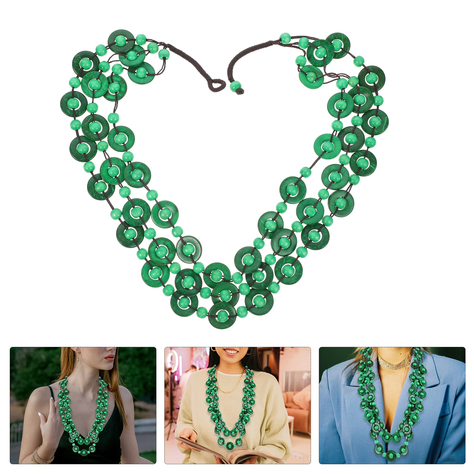 

Retro Bohemia Necklace Women Coconut Shell Wooden Beads Jewelry Daily Wear Casual Formal Present Packaging Box