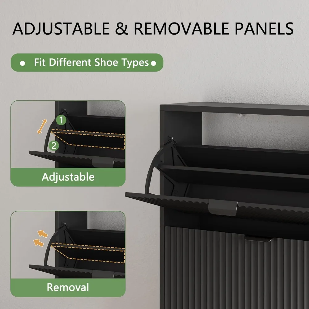 خزانة أحذية خشبية طويلة وضيقة ذات 3 أدراج لتخزين المدخل #3