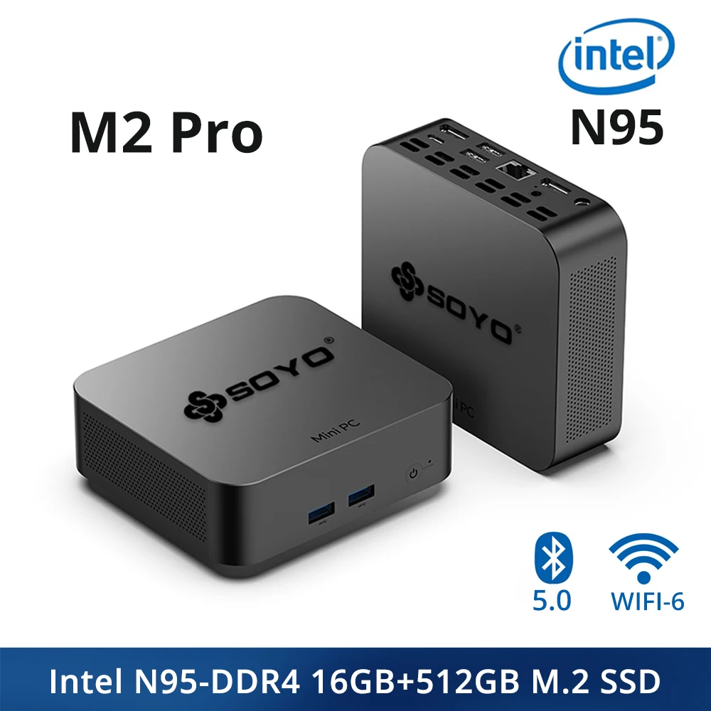 SOYO Mini PC ダークブルー キューブ型 512gb SOYO Mini PC M4 Mini Intel Twin Lake N150 CPU Windows 11 Pro Mini