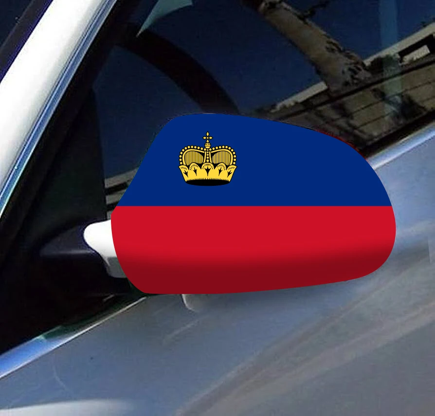 Directly Delivery 2 Pcs Free Size Four-way stretch fabric Liechtenstein Flags Car Mirror Cover