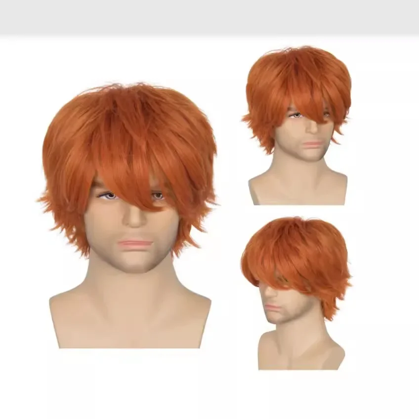 Youth Basketball Player Orange Short Cosplay Wig European American Amazon Best Seller Non-Brand Human Hair Extensions For White