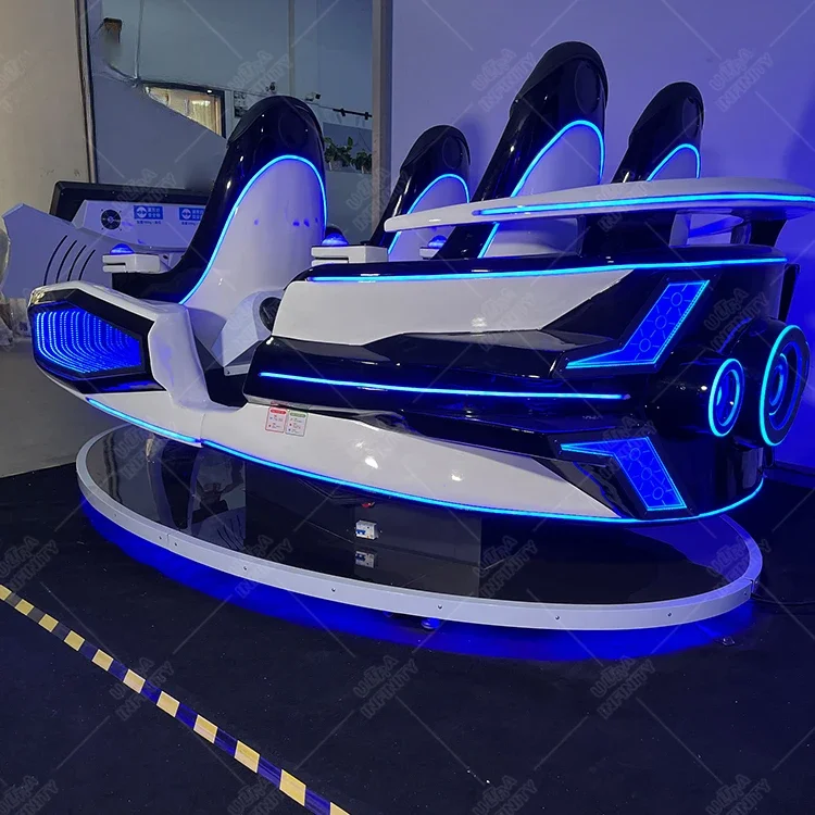 Vr Carnival Games Virtual Reality Simulation rides 4 Seats 9d 360 Cinema Motion Chair Shooting Interactive Games For Kids Room