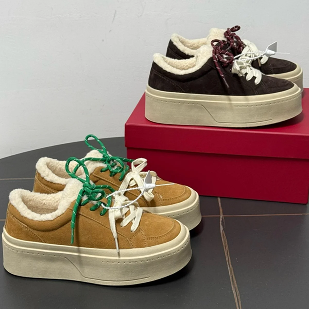 

Женские кроссовки из воловьей кожи в британском студенческом стиле Old School, винтажные женские кроссовки с цветными блоками на толстой подошве 4,5 см