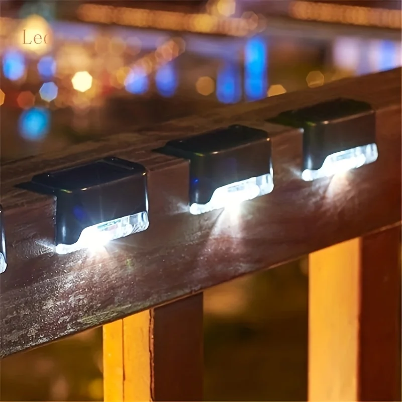 4pc Solar Garden Lights Stair Lights Decoration Outdoor Deck Step Railing Wall Patio Garden Stair Yard Fence Driveway Path Light