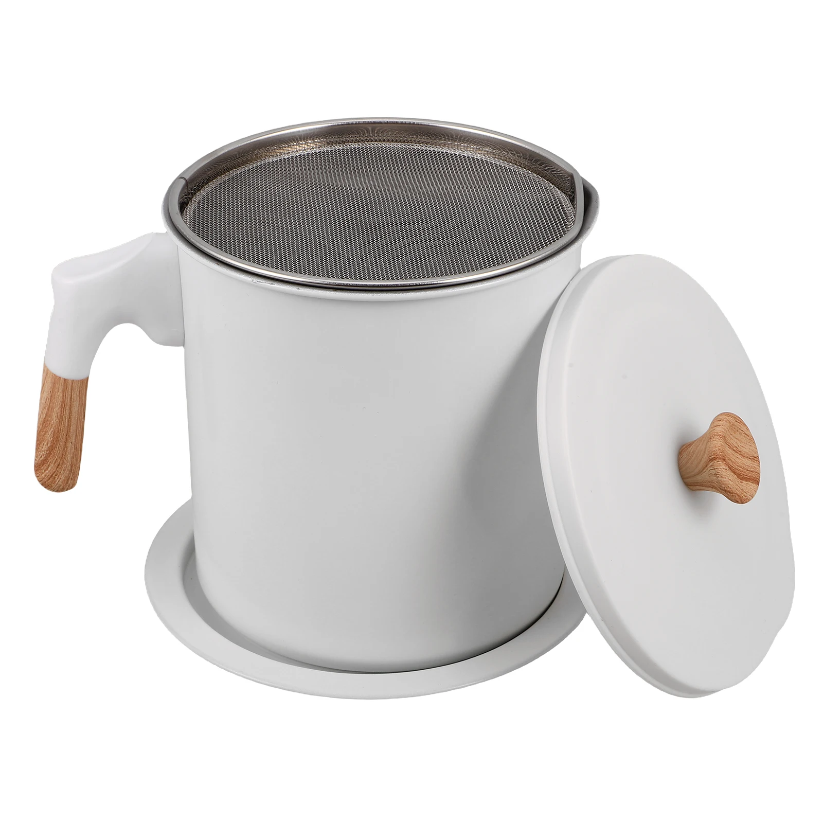

Stainless Steel Strainer Pot 1.4L Japanese Design Oil Container With Filter Spout For Kitchen Grease Storage Cooking Oil
