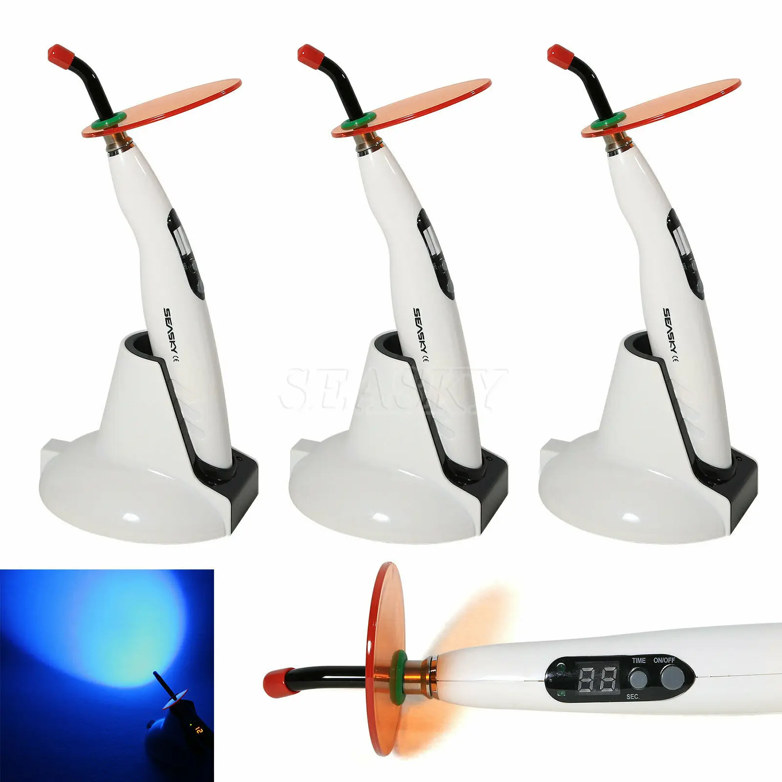 3PCS Dental Wireless Cordless LED Curing Light 1400MW 5W Cure Lamp SEASKY for Dentist