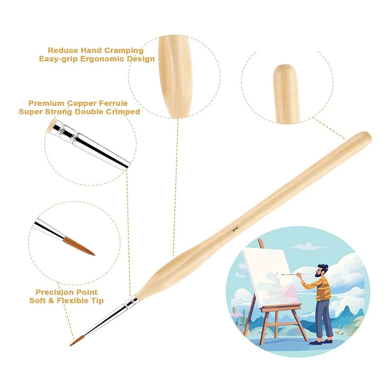 11 Piece Painting Brushes Detail Brushes Set Fine Tip Brushes For Detail Mini Model Brushes For Crafts Easy Install