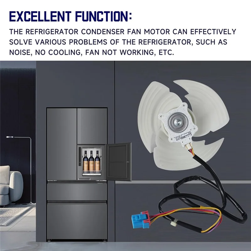 SOFT-EAU63103301 Refrigerator Condenser Fan For  Refrigerator Fan Motor Assembly Replaces AP6235485 4509126 DC 12V 1A 4-Pin