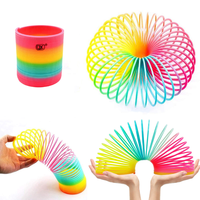 Rainbow Magic Spring Party Toy Stretchable Plastic Spring Circle kid Adult Stress Relief Creative Magic Toy Birthday Party Toys