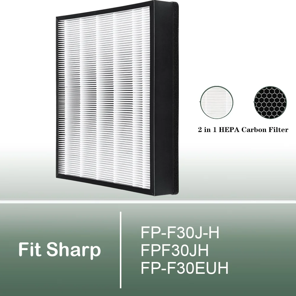 

Replacement 2 in 1 True HEPA Activated Carbon Filter for Model FPF30JH FP-F30J FP-F30J-H FP-F30EUH Sharp Air Purifier