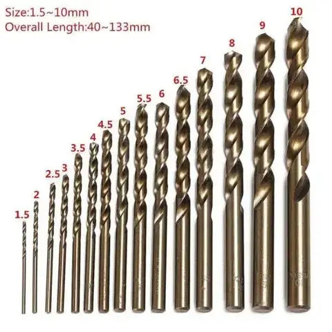 15pcs cobalt high speed steel twist drill set fixmee