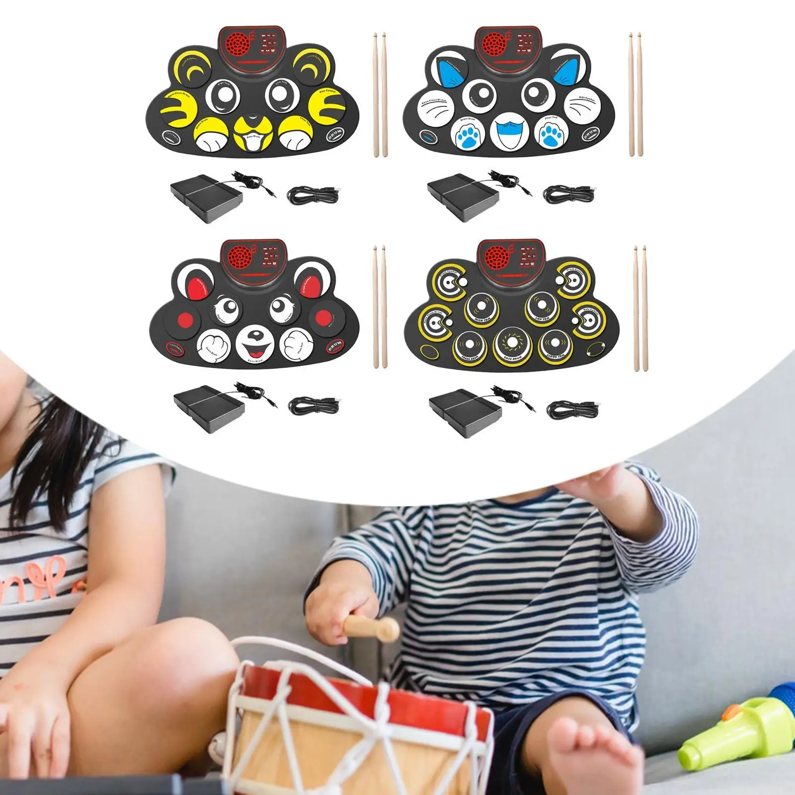 

Roll up Drum Set Multifunction Presents Supplies Practical Music Instrument