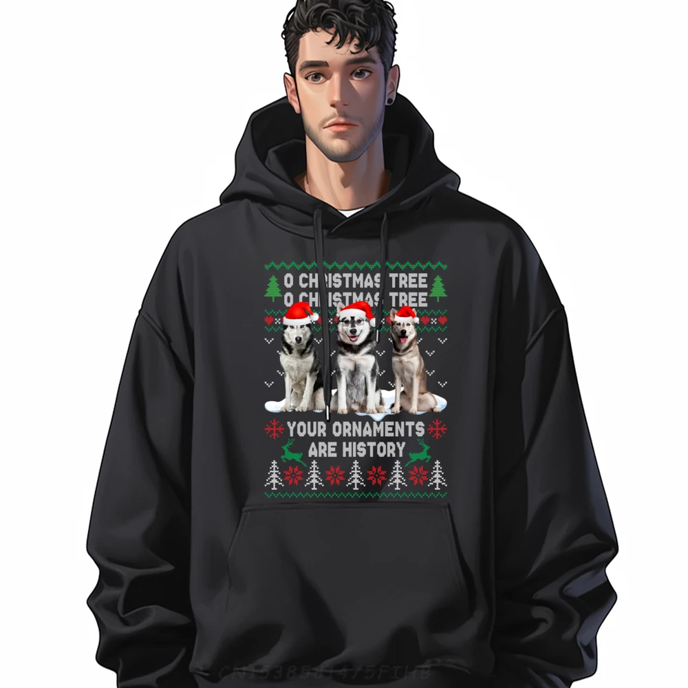 

Cute Siberian Husky Dog Oh Christmas Tree Ugly Xmas White Hoodies Men Man Clothes Party