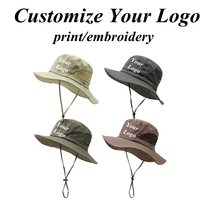 Custom Logo Solid Color Sun Hats For Men Women Wide Brim Breathable Beach Hat Outdoor Bob Fishing Cap Male Boonie Cap Bucket Hat