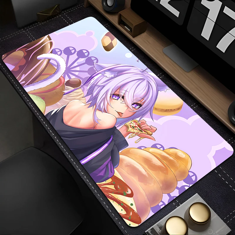 

Mousepad Laptop Office Cabinet Keyboard Pad H-hololive Nekomata Okayu PC Desk Mat Large Mouse Pad Non-slip Rubber Extended Pad