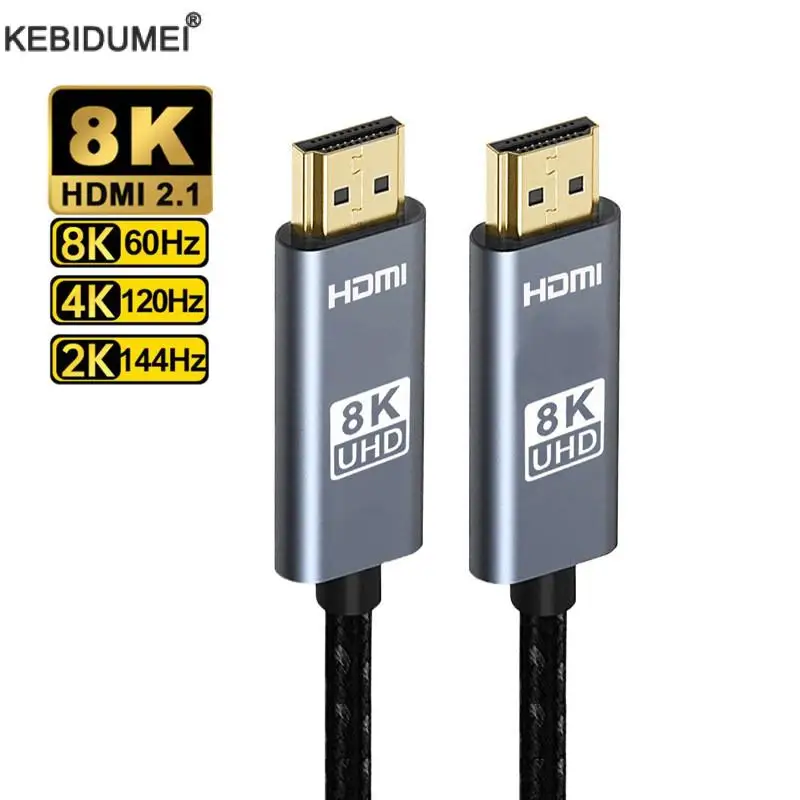 HDMI 8K Cable 8K/60Hz 4K/120Hz HMDI 2.1 48Gbps Ultra High Speed HDR For HDTV Splitter Switcher PS5 Ps4 Projector Vision UHD