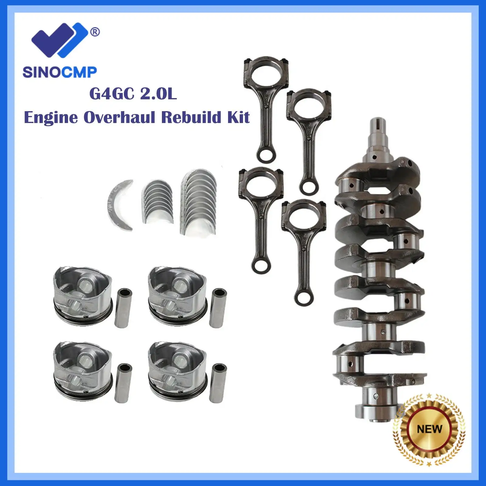 G4GC 82mm Crankshaft & Pistons Rings & Connecting Rod 23110-23710 For Hyundai 25LC-7 25L-7 30LC-7 Engine Tucson Sonata 2.0L
