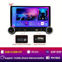 Dual knob 10 inch 2G 32GB 2 DIN Android 13 radio with carpet and Android Auto GPS WiFi car stereo radio, with wired microphone