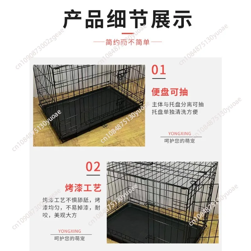 Double Door Metal Foldable Large Heavy Duty Pet Dog Crate Portable Metal Wire Folding Dog Crate Large Pet Kennel Dog