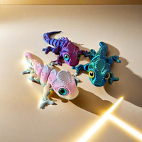 Gradient Chameleon Figurine, 3D Printed Plastic Model with Realistic Eyes, Flexible Limbs, Indoor & Outdoor Art Decor
