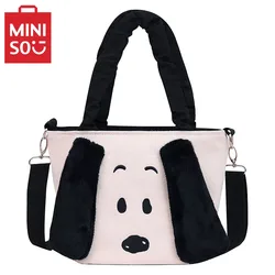 MINISO SNOOPY śliczne uszy torba płócienna haftowana kreskówka damska torba typu Crossbody moda codzienna torba na ramię torba wiadro