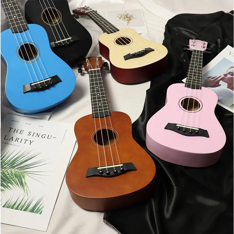 21 inch wooden ukulele children's four-string mini guitar with guitar backpack