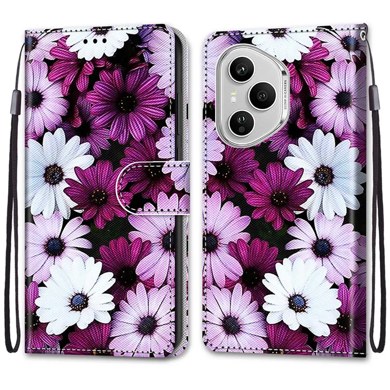 Etui z klapką z motywem kwiatowym do Huawei Honor 400 Pro 200 Honor400 Lite 90 Smart 5G, skórzane etui na telefon z funkcją portfela, podstawka, okładka książkowa, torba. — zdjęcie produktu 4
