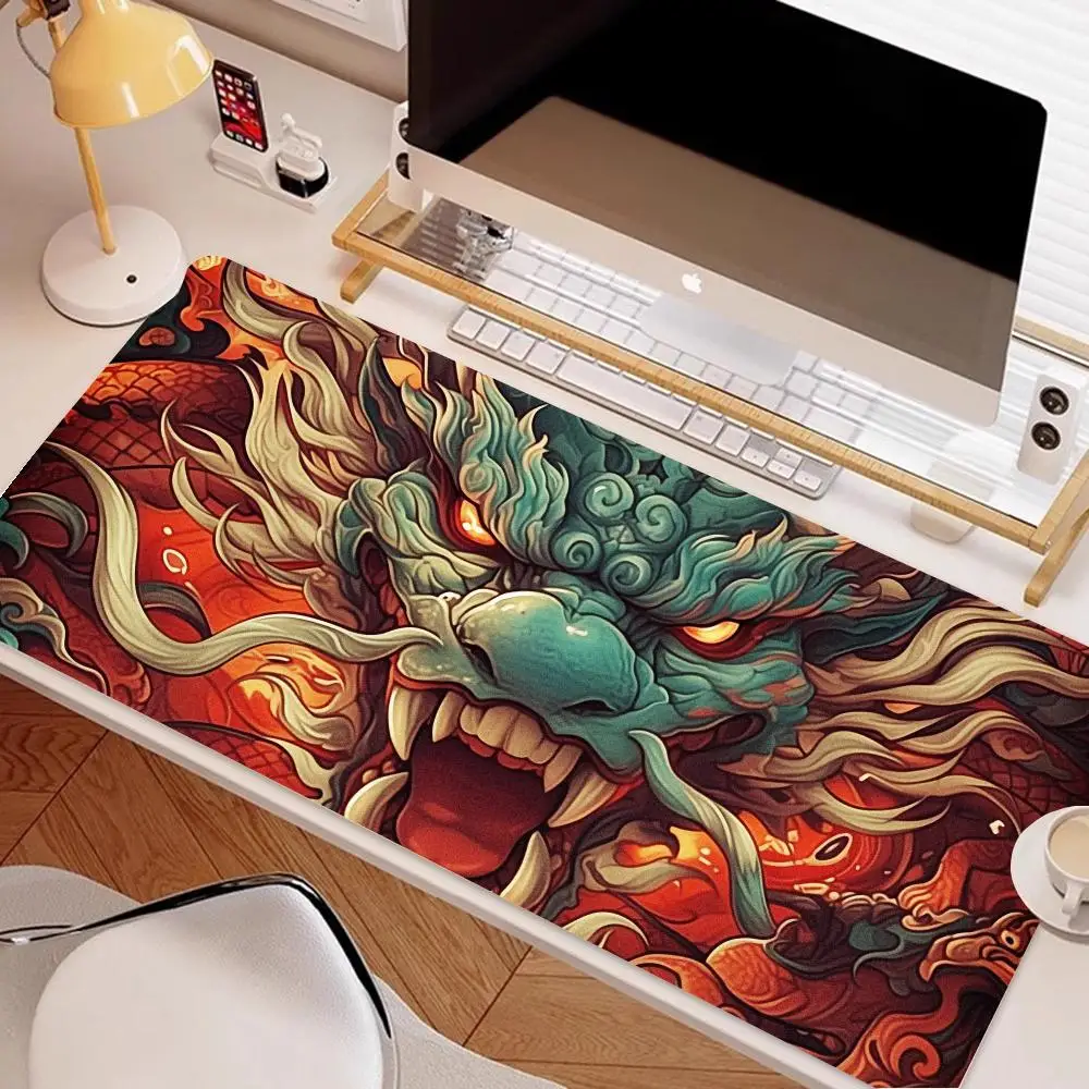 Alfombrilla de ratón de dragón, alfombrilla de ratón grande, alfombrilla de ratón para juegos, accesorios de escritorio muy adecuados para jugadores y un uso fresco en la oficina