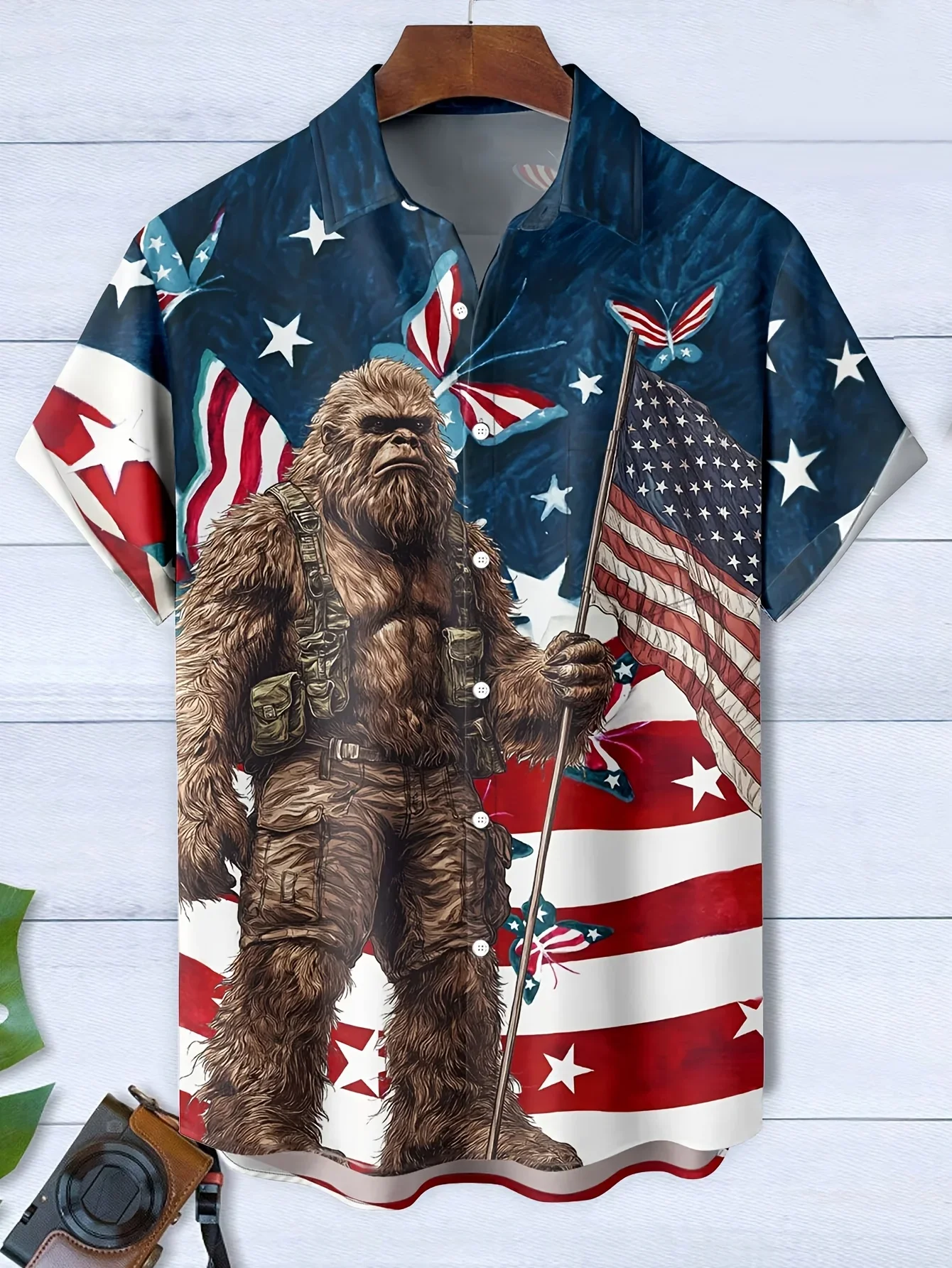 Trendy High Street Hawaiian Shirt For Men Casual Tropical Print Tshirt Lapel Collar Lightweight Summer Beach Tops