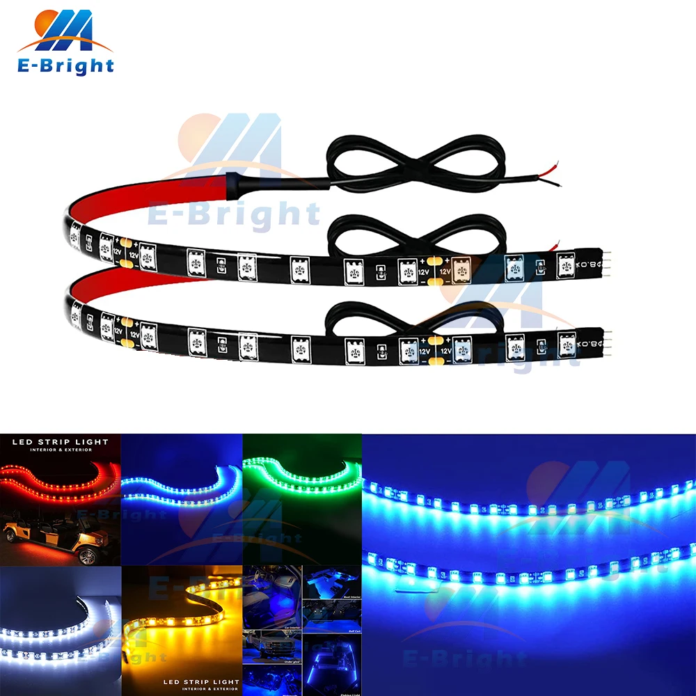 

2Pcs 30CM 12inch 45cm 60cm Led Strip Light for Turn Signal DRL Driving Light Car Motorcycle Boat RV Trailer Decorative Light Red