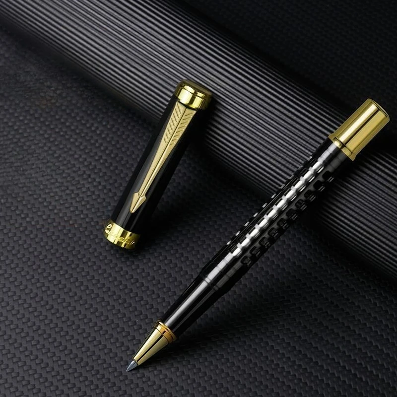 Hollow Out Design Metal Ballpoint Pen Black 0.5mm Refill Heavy Feel Carbon High-end Business Men Women Sign Contracts Gel Pen
