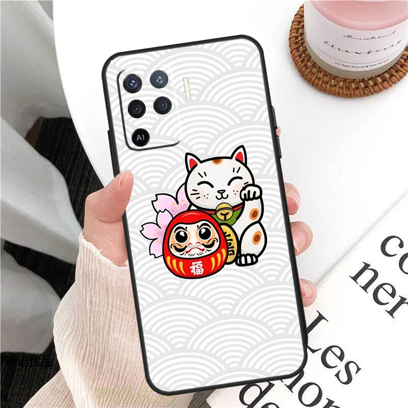 일본 행운의 고양이 케이스 Oppo A38 A80 A60 A40 A78 A18 A98 A58 A96 A76 A16 A94 A74 A54 A15 A17 A57 A77 A5 Pro 용