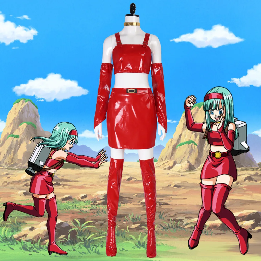 

Юбка с высокой талией в стиле Z Bulma, костюм для косплея, красный комплект для выступления на сцене и косплея на Хэллоуин