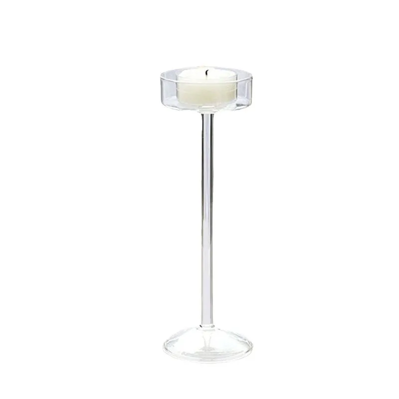 

2pcs European Blown Glass Long Handle Candle Holder with High Foot Candle Holder