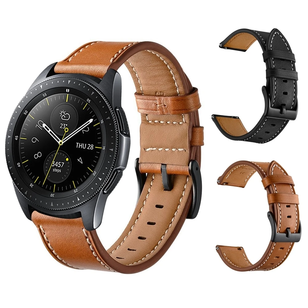 Correa de reloj de cuero para Samsung Galaxy Watch, accesorios de correa de muñeca de 20mm, 42mm, Active 2