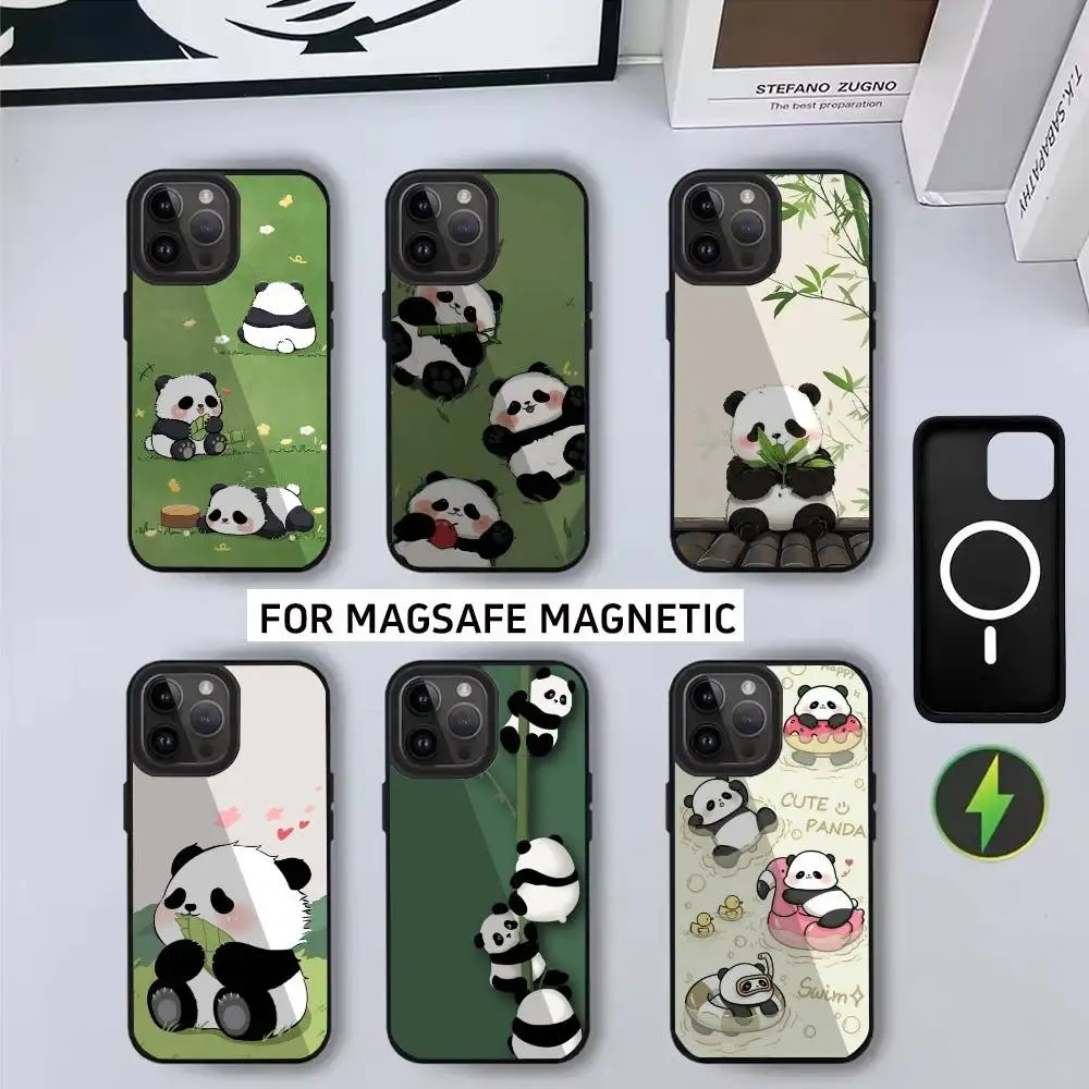 

Cute Cartoon P-Panda Phone Case For iPhone17,16,15,14,13,12,11 Plus,Pro Max Magnetic For Magsafe Wireless Charging