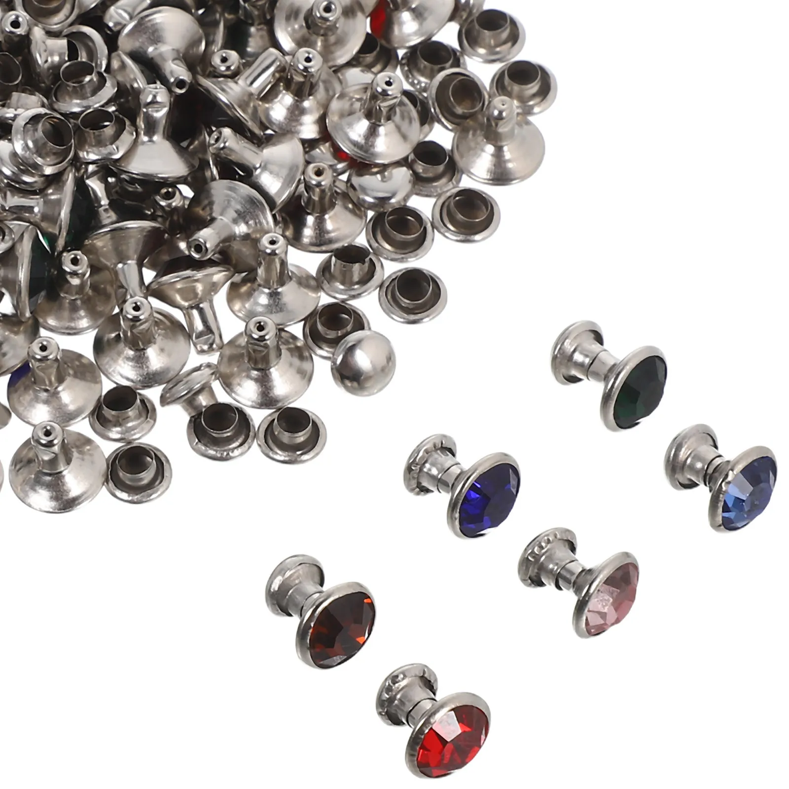 120Pcs Crystal Rivets Rhinestone Studs Mixed Colors for Craft DIY Decoration Bag Belt Shoes Water Drill Rivets