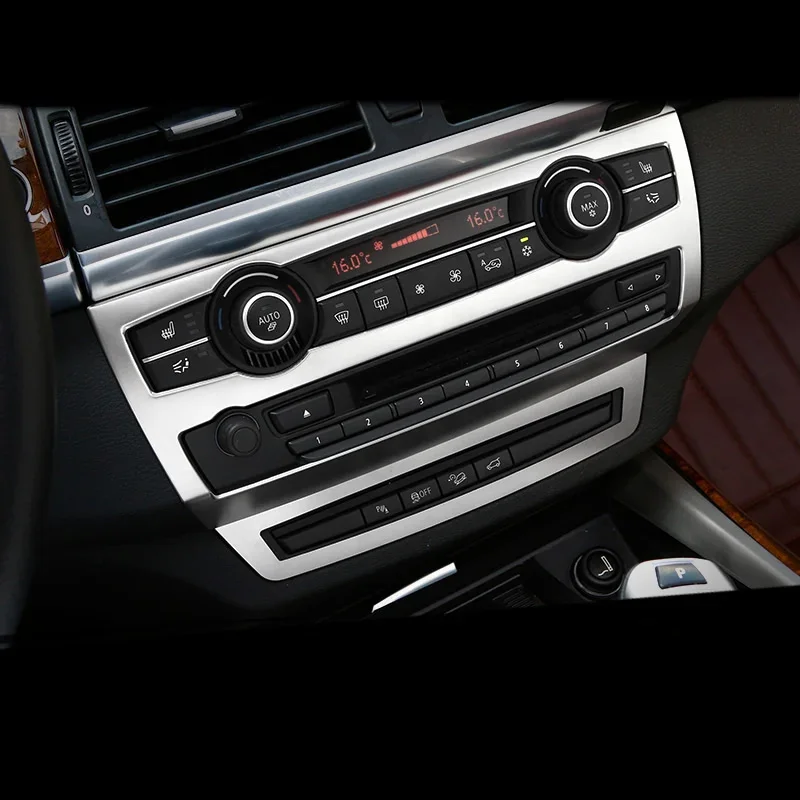 Хромированный Стайлинг автомобиля внутренняя средняя консоль AC CD панель декоративная крышка отделка рамка наклейка для BMW X5 X6 E70 E71 автомобильные аксессуары