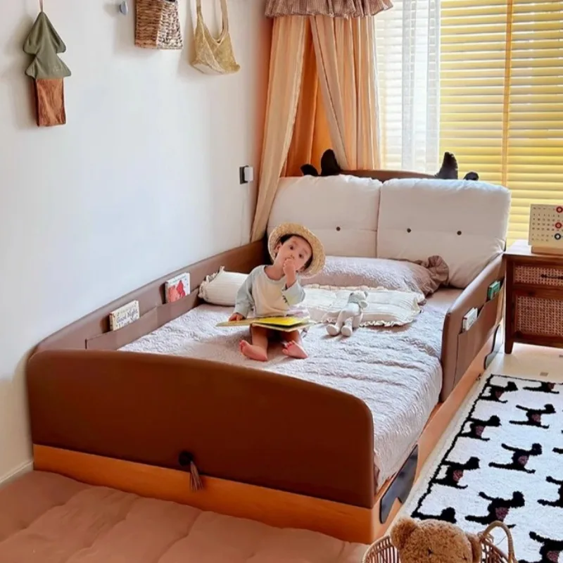 Camas Individuales de Madera Sencillas para Niños con Barandillas de Seguridad, Diseño Moderno, Camas Infantiles, Corralito para Bebés, Muebles para el Hogar